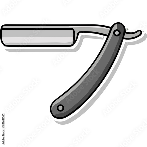 Simple Straight Razor Illustration with Shadow