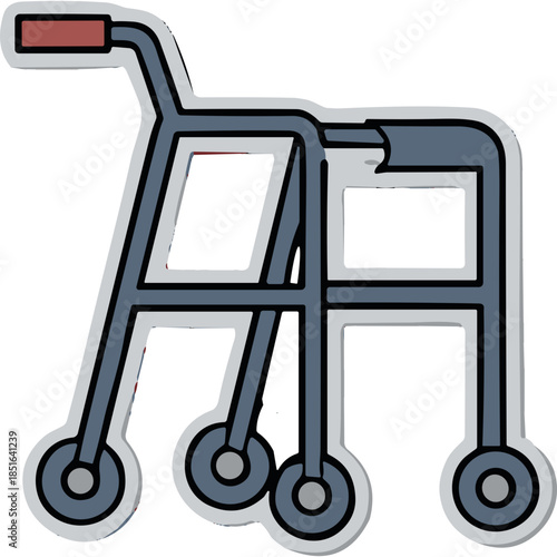 Simple Walker Icon: Mobility Aid for Seniors and Rehabilitation
