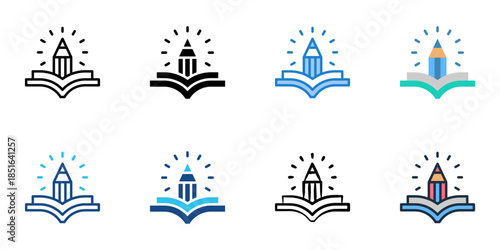 Education icons set multiple style collection. 
