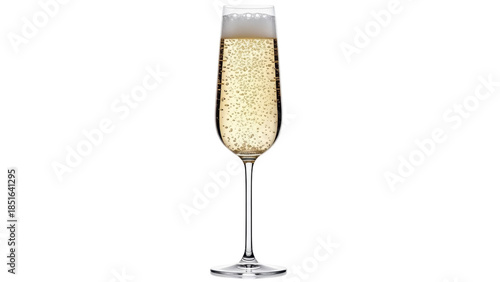 Elegant champagne flute with bubbles isolated PNG, celebratory drink for special occasions and festive events on transparent background