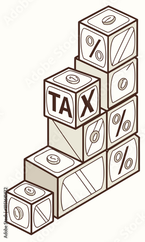 Tax blocks stacked in an ascending order representing increasing taxes.