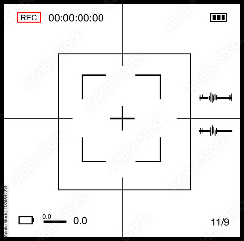 Digital Video Camera Viewfinder Interface Overlay on png, White, vector, eps