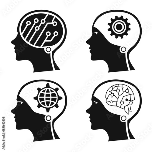 Illustration of human minds with symbolic icons