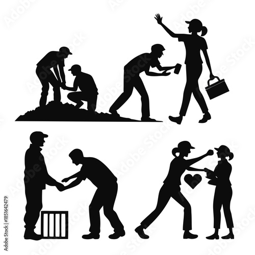 Teamwork silhouettes