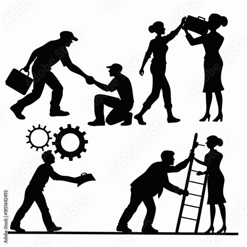 Teamwork and collaboration silhouettes