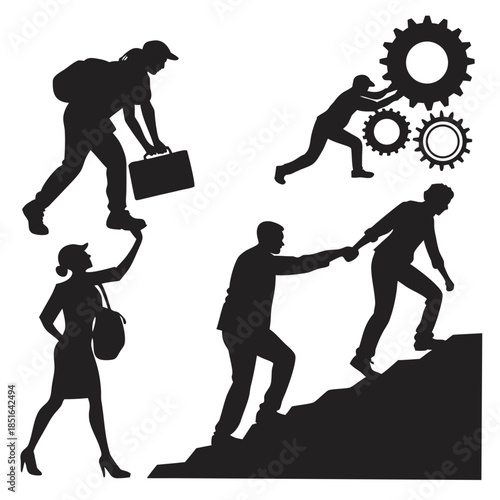 Teamwork and collaboration silhouette