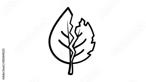 Broken Leaf Icon Symbolizing Environmental Damage.