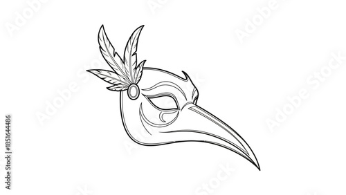 Elegant Bird Mask with Feather Accents for Masquerade.