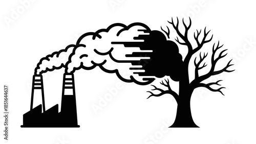 Industrial pollution harming nature and environment.