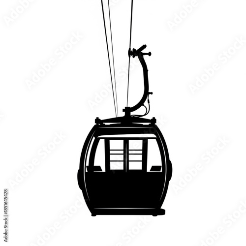 Black silhouette of a cable car or gondola lift cabin