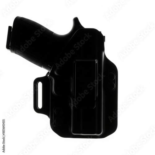 Black gun holster for pistol with clip for safety