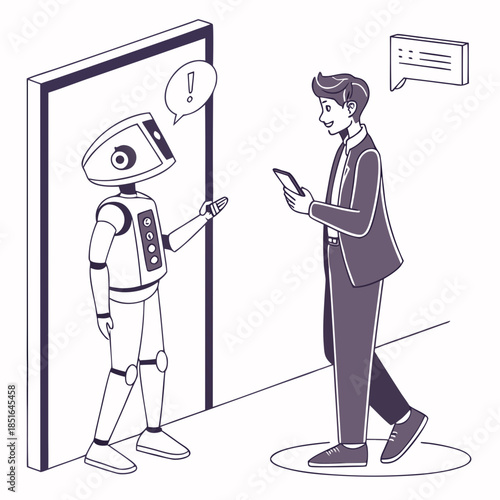 Man using smartphone for smart home security system.