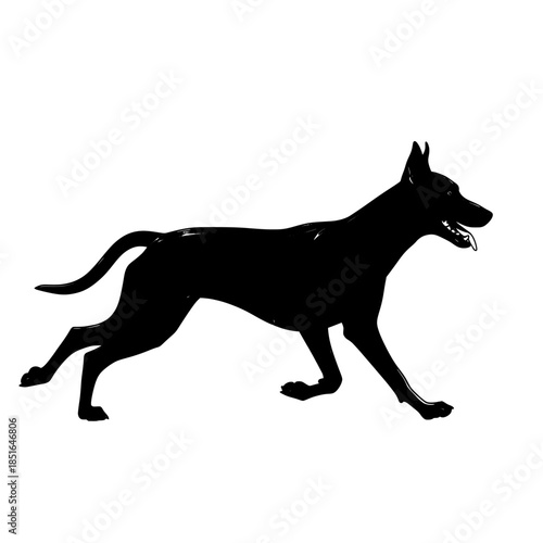 silhouette of a German Shepherd dog running, side view