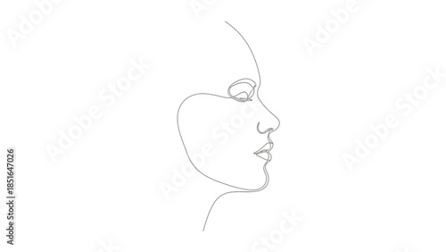 Minimalist single line drawing of a womans profile.