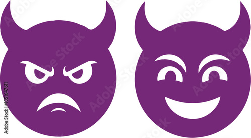 Contrasting devil faces representing dual emotions