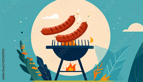 Illustrated BBQ Scene