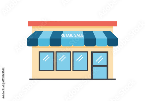 Retail Sale Discount An Illustration of a Shopfront Displaying a Sale or Discount Event, Perfect for Advertising Retail Promotions