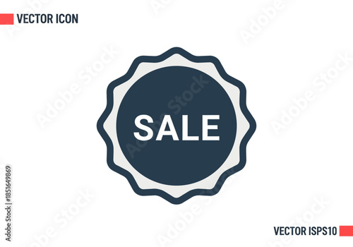 Vector graphic of a prominent sale badge, perfect for advertising significant price reductions and special discount offers on various products and services