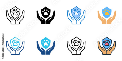 Animal welfare icons set multiple style collection. 
