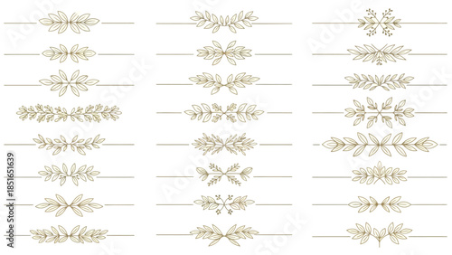 Folk Botanical Divider Vector Set Elegant Wedding Separator Lines