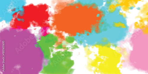 Abstract colorful watercolor world map illustration featuring artistic ink splashes, paint splatters, and grunge brush textures on a white paper background vector design