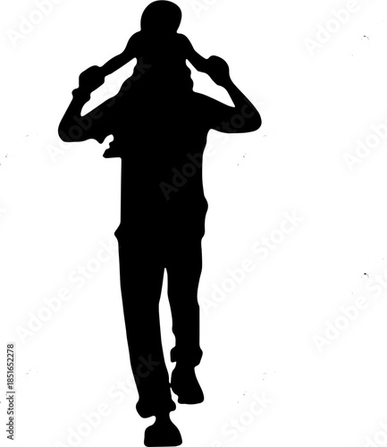 silhouette of a man and son standing  illustration art design 