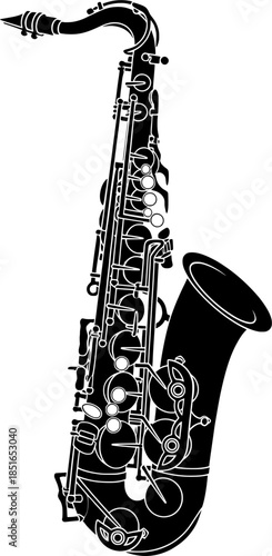 Classical Jazz Saxophone Vector Illustration for Music Concert or Band Design.