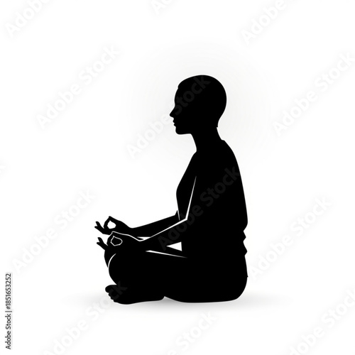 Silhouette of a man sitting in lotus position meditating in yoga