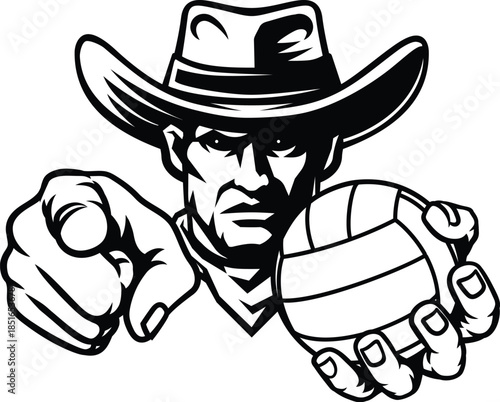 A cowboy man volleyball ball cowboys sports team mascot