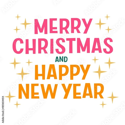 Merry Christmas and Happy New Year festive holiday greeting card