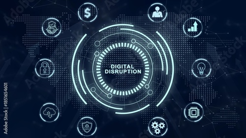 Digital disruption transformation innovation technology business internet concept. 3d illustration
