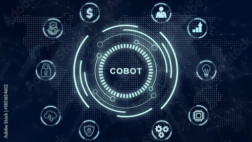 Industrial automation technology concept. Collaborative robot, cobot .3d illustration