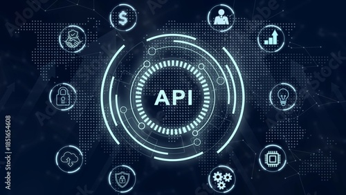 API - Application Programming Interface. Software development tool. Business, modern technology, internet and networking concept. 3d illustration