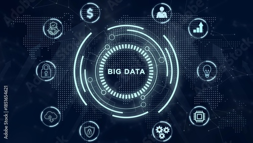 Business, Technology, Internet and network concept. Big Data Internet Information. 3d illustration