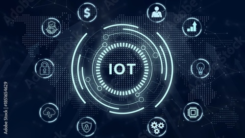 Internet of things - IOT concept. Businessman offer IOT products and solutions. 3d illustration