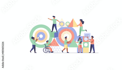 Diverse Team Collaboration Building Abstract Geometric Structures