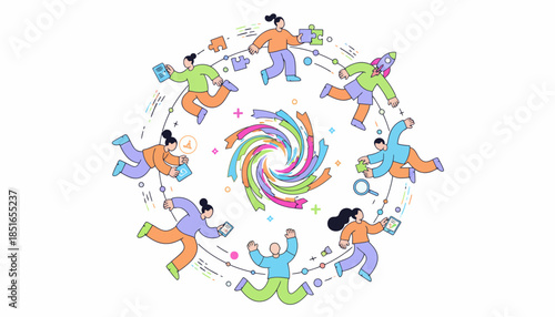 Business Team Working Together in Continuous Agile Development Cycle