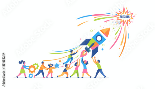 Joyful Teamwork Propels Rocket Launch for Startup Innovation