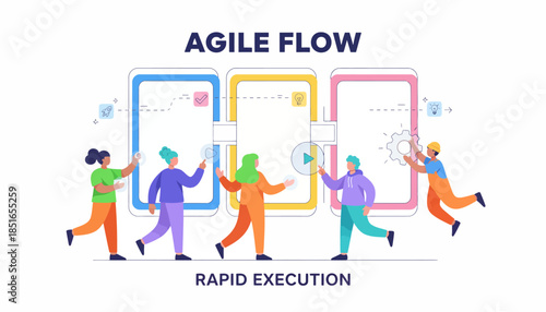 Team Executing Digital Agile Workflow for Rapid Results