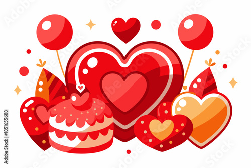 red heart with hearts