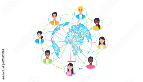 Worldwide Business Communication and Social Networking Concept Illustration