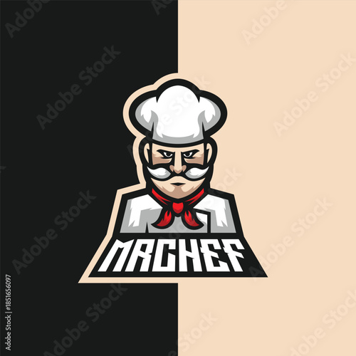 Angry Chef Mascot Logo for Gaming and Culinary Brands