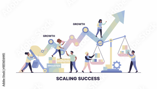Scaling Success Concept with Team Building Business Growth Strategy