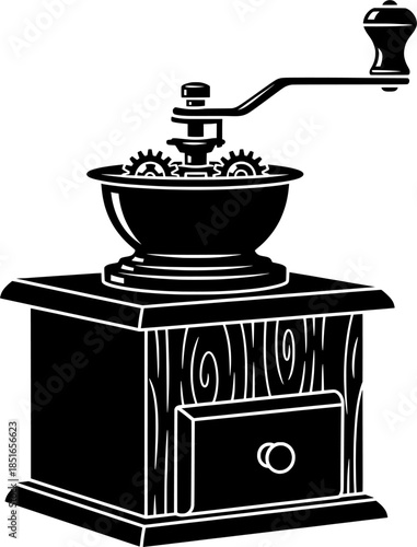 Antique Coffee Machine Glyph in Solid Black