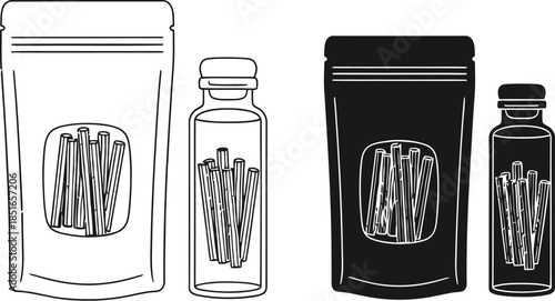 Two packaging options, one white and one black, display sticks inside.