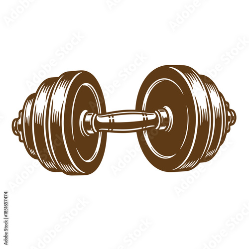 Brown sketch vintage dumbbell illustration for fitness and bodybuilding exercises