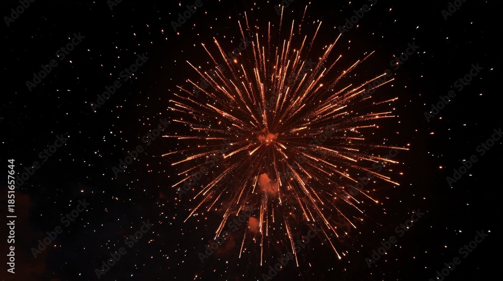 Fototapeta premium Fireworks light up the night sky during a celebration event in the city at midnight