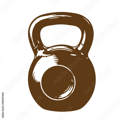 Brown sketch vintage kettlebell illustration suitable for fitness gym training and exercise
