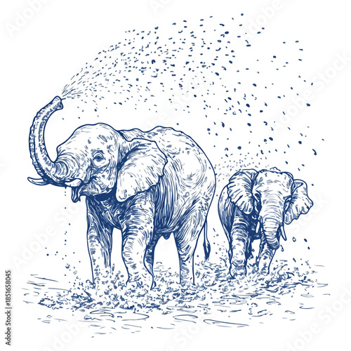 thai elephants, songkran festival, festival, animals, water spraying, vector, transparent background, elephant, animal, wildlife, zoo, icon, nature, big