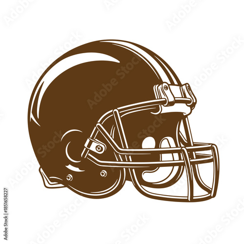 Classic vintage brown american football helmet illustration isolated on white background